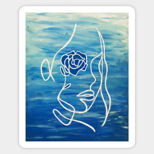 Rose Wave Woman - Line Art Portrait Sticker